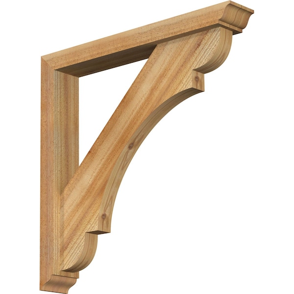 Ekena Millwork Olympic Traditional Rough Sawn Bracket w/ Offset Brace, Western Red Cedar, 4"W x 26"D x 26"H BKT0402X26X26OLY01RWR - main